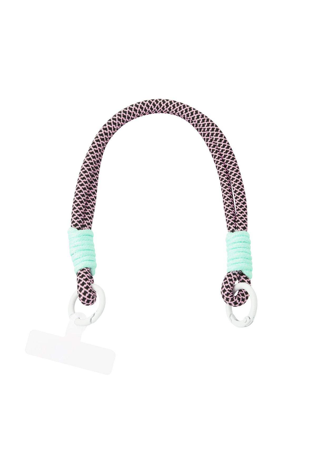 Phone cord with print - black & mint