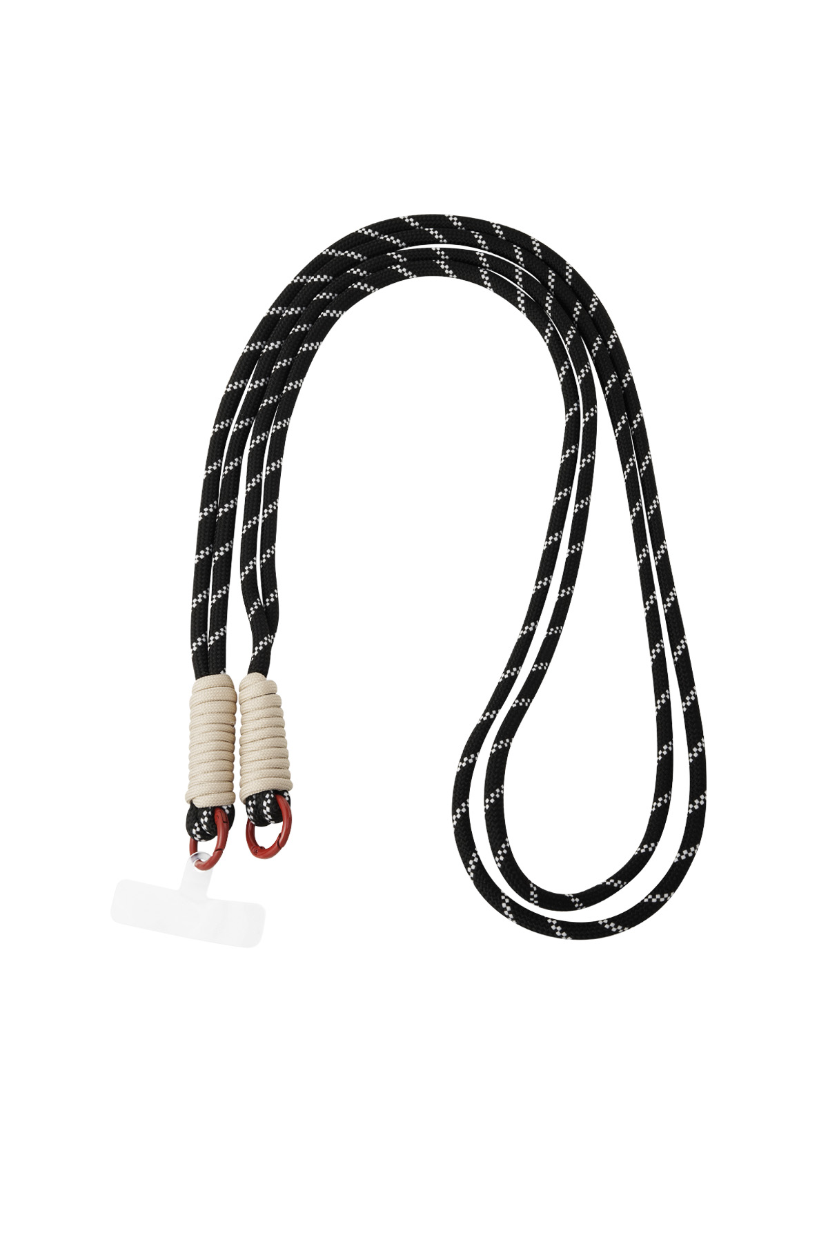 Long telephone cord with print - black and beige 