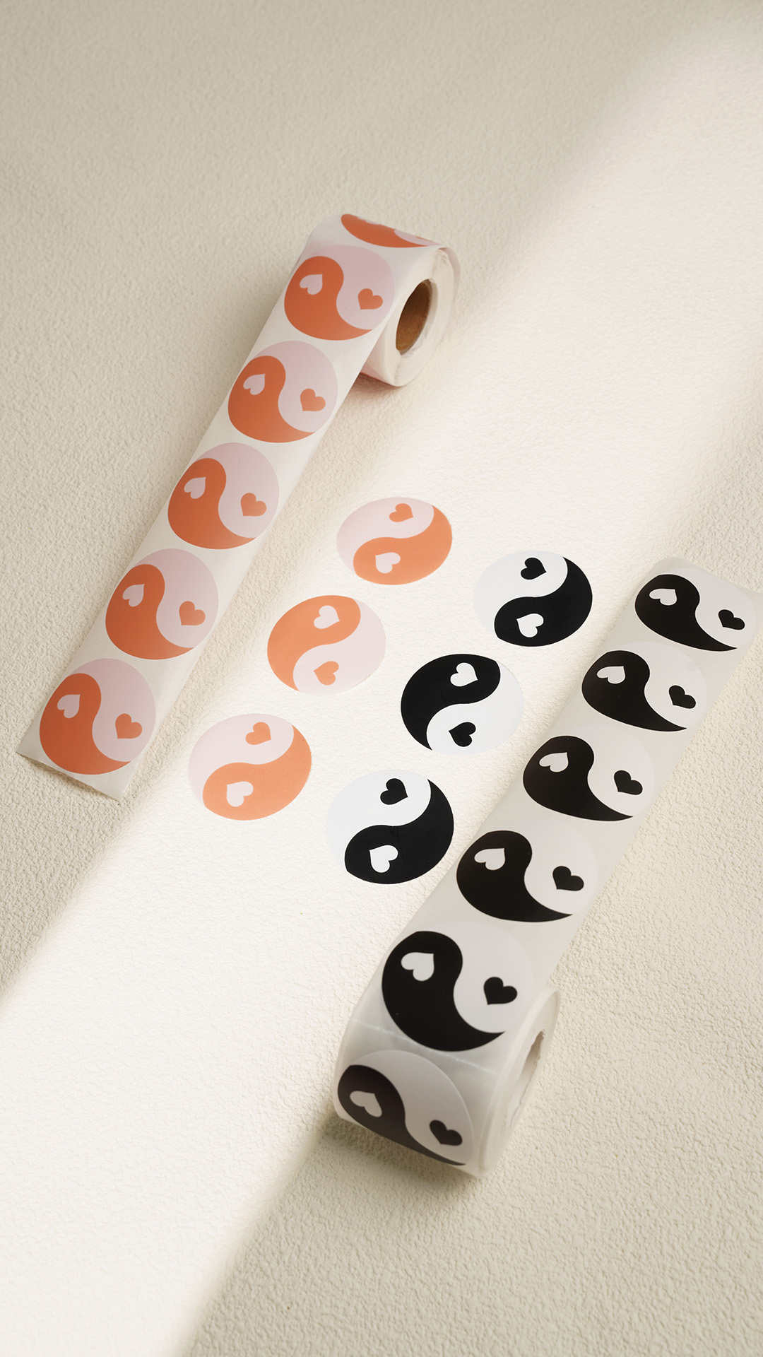 Stickers yin yang heart - Orange pink