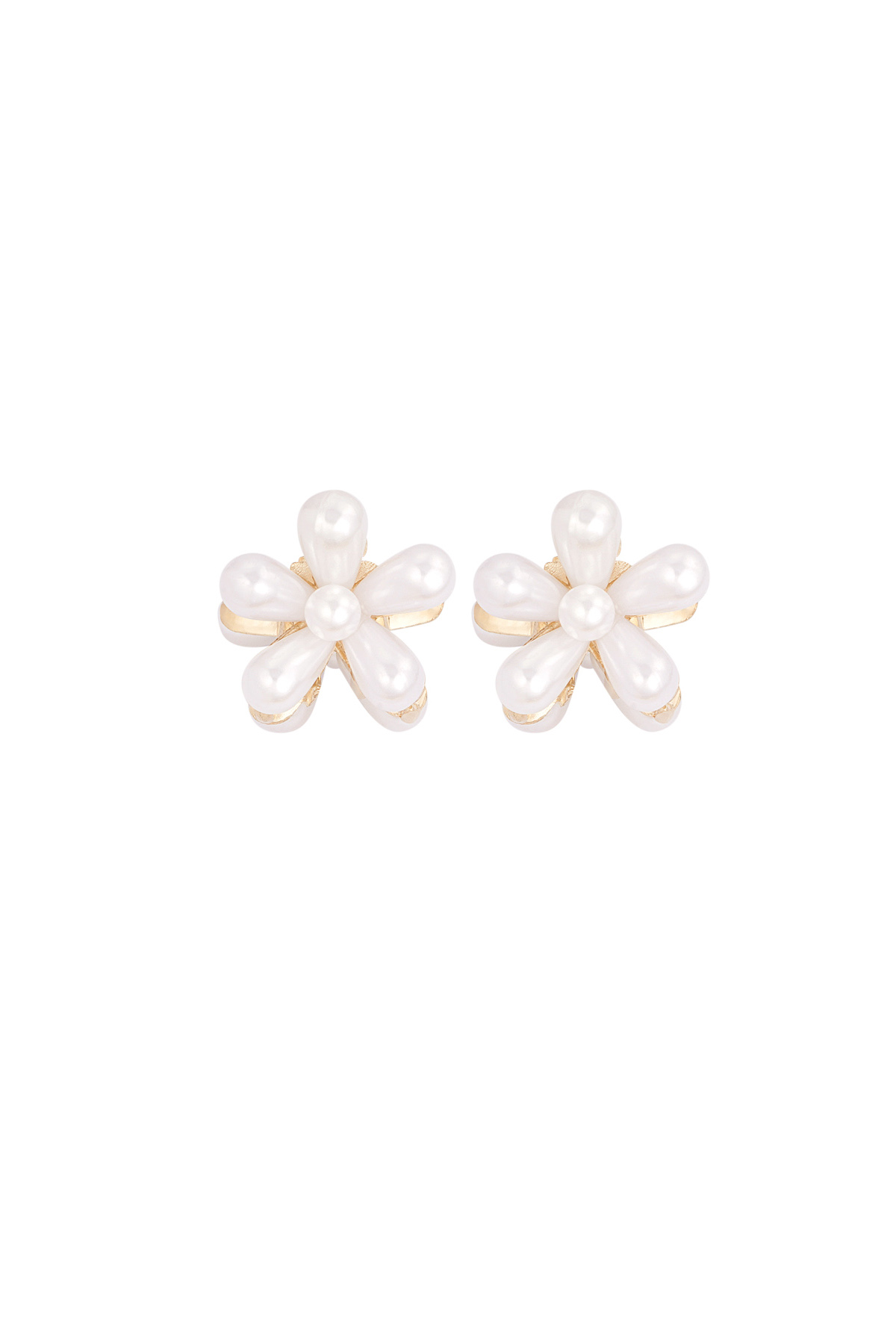 Pearl flower haarclip - wit goud h5 