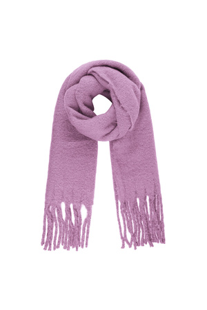 Warm winter scarf solid color lilac Polyester h5 