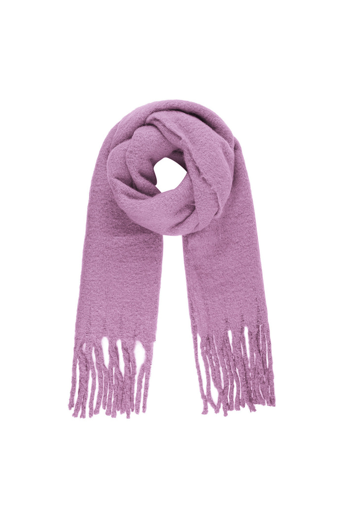 Warm winter scarf solid color lilac Polyester 