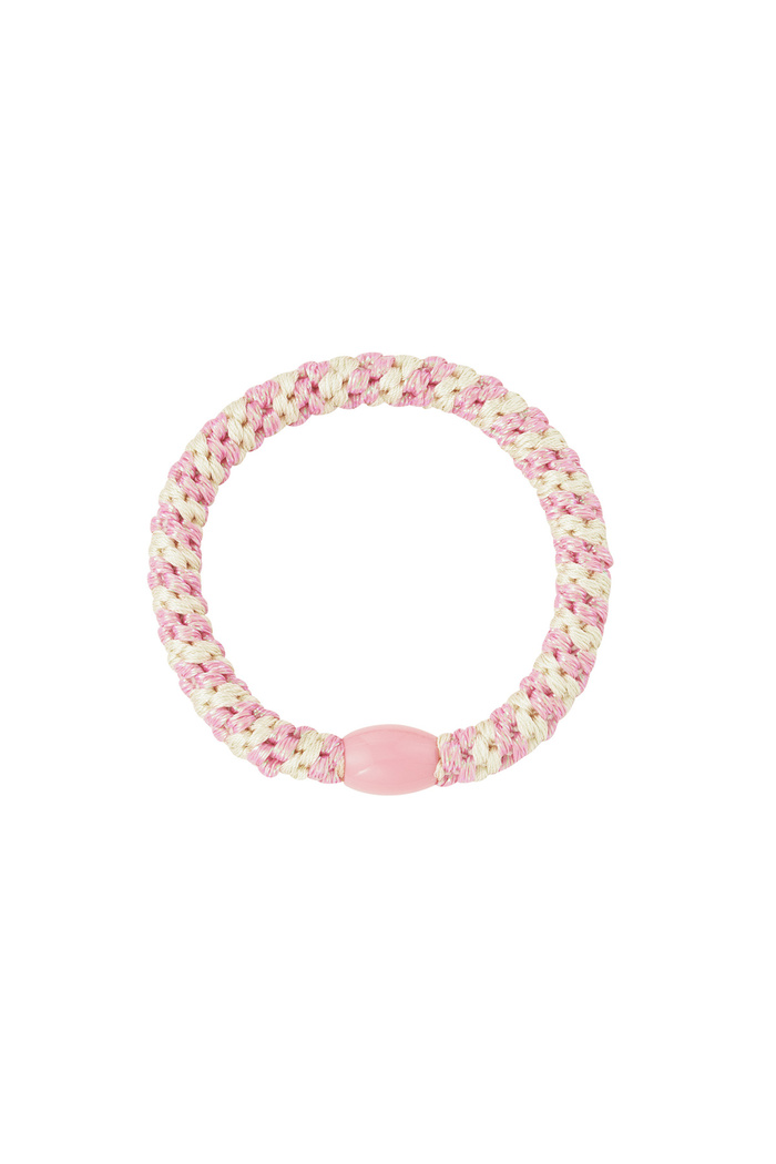 Hair tie bracelets 5-pack Baby pink Polyester 