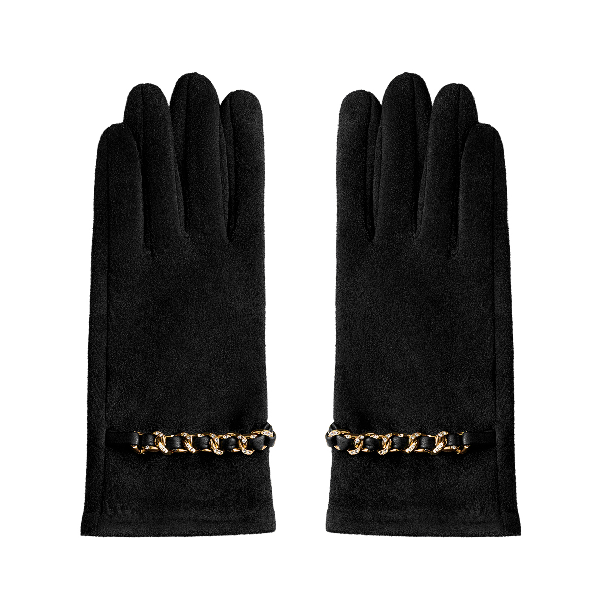 Gloves with gold & zircon details