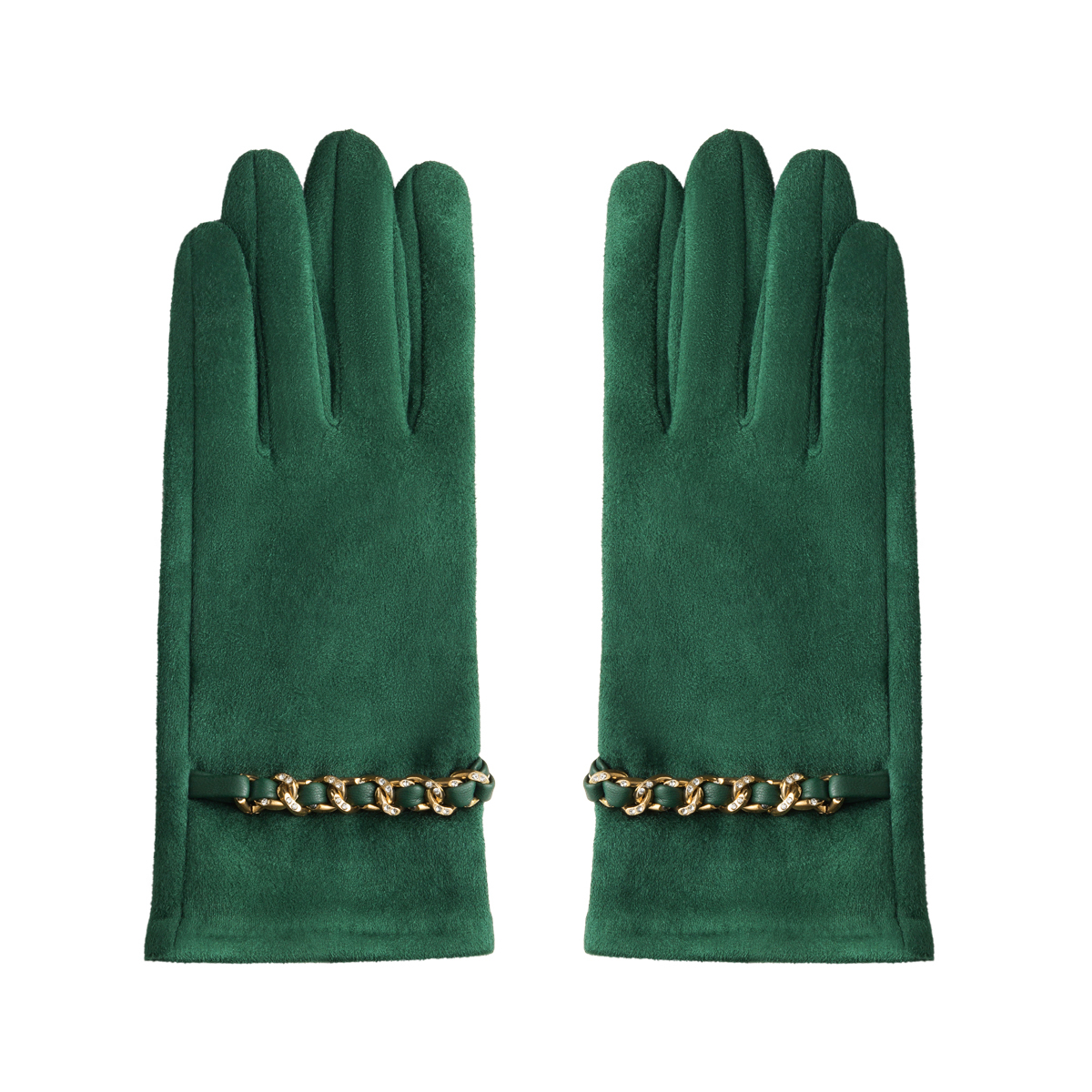 Gloves with gold & zircon details