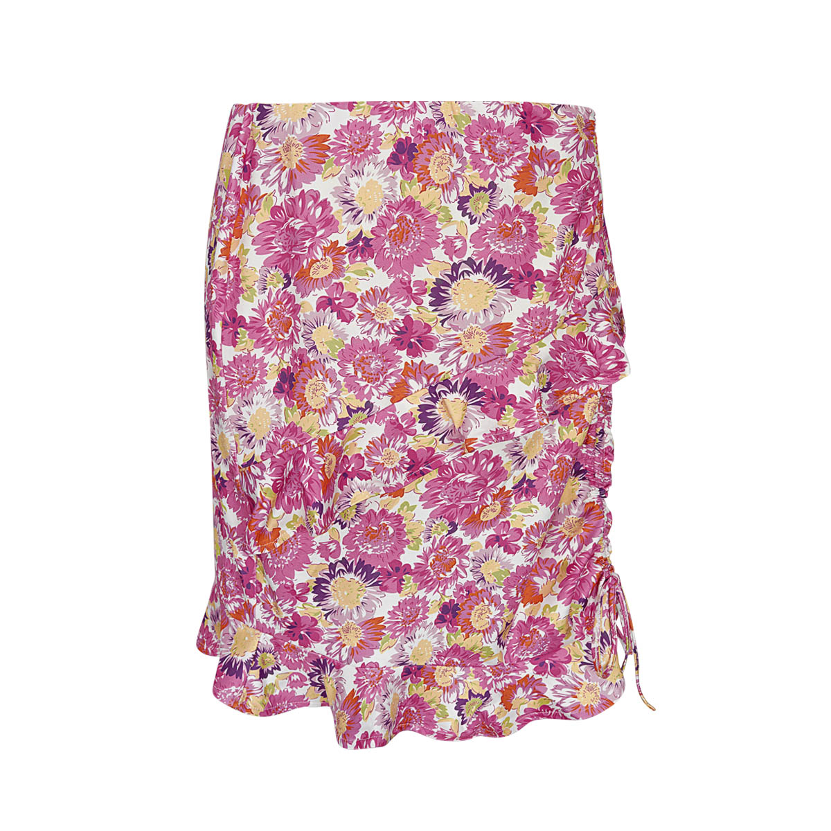 Skirt floral print - pink Fuchsia L