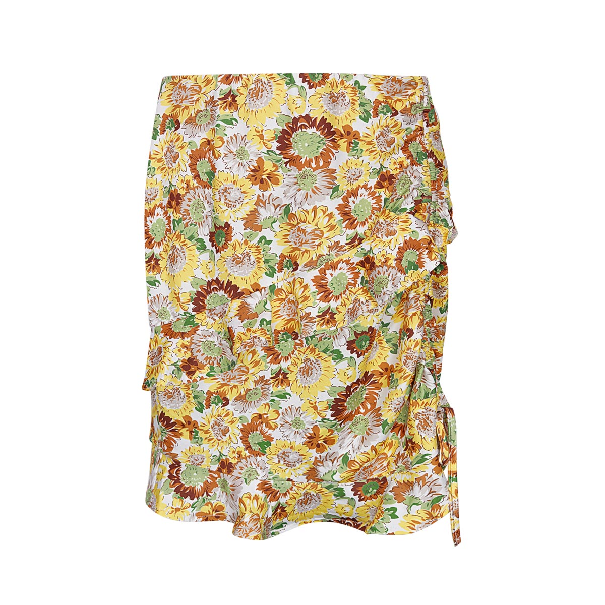 Skirt floral print - yellow Orange S 2