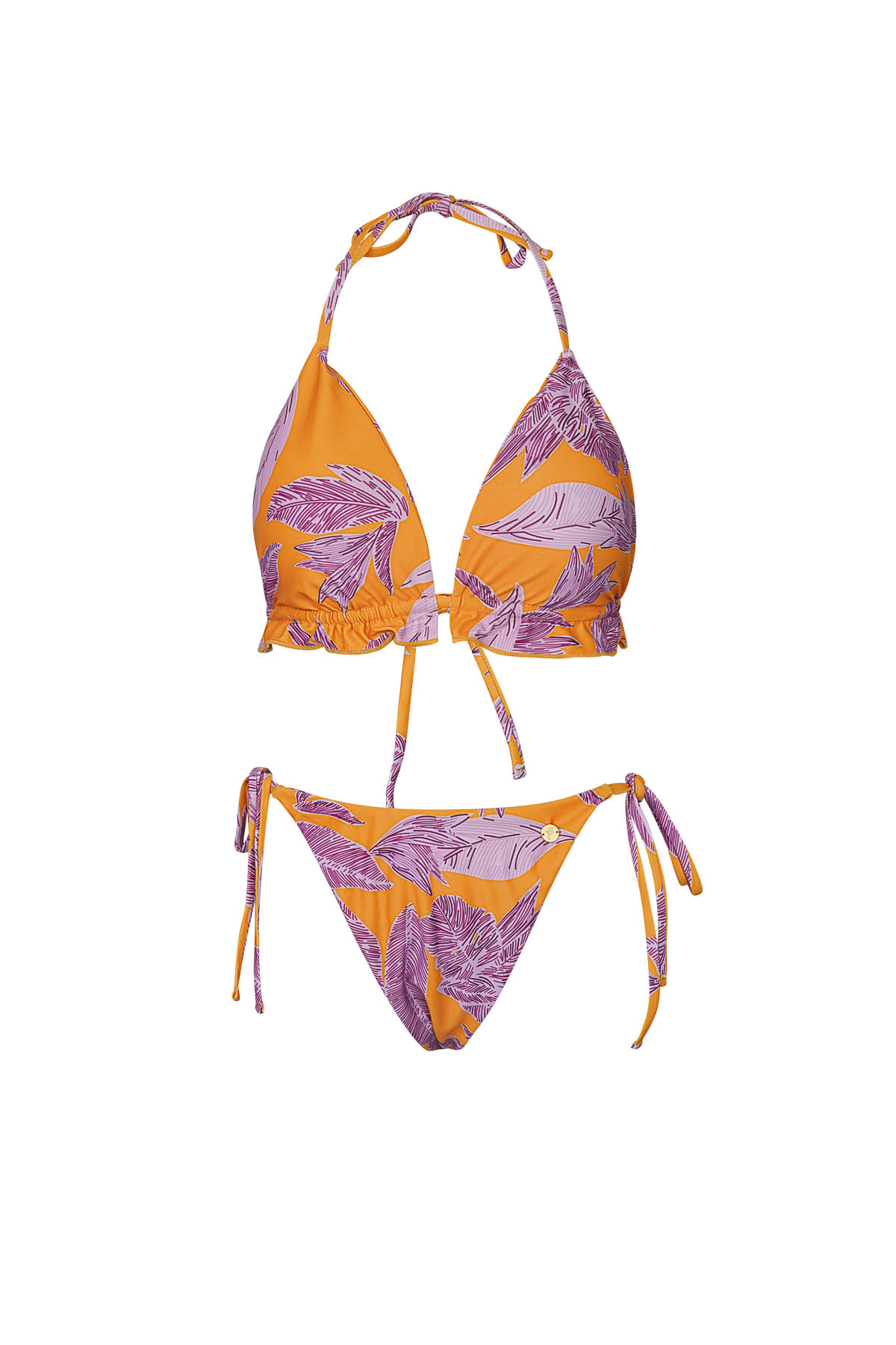 Yaprak desenli bikini - turuncu/mor Purple L h5 Resim5