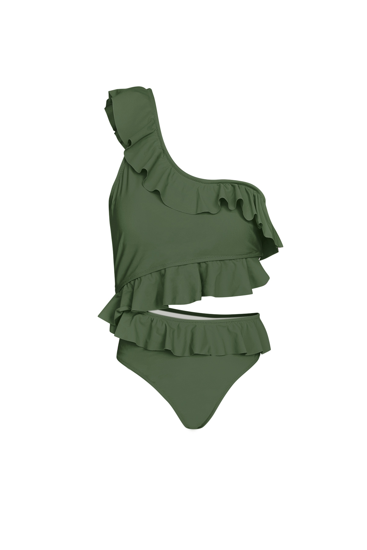 Swimsuit one shoulder - Dark green S h5 