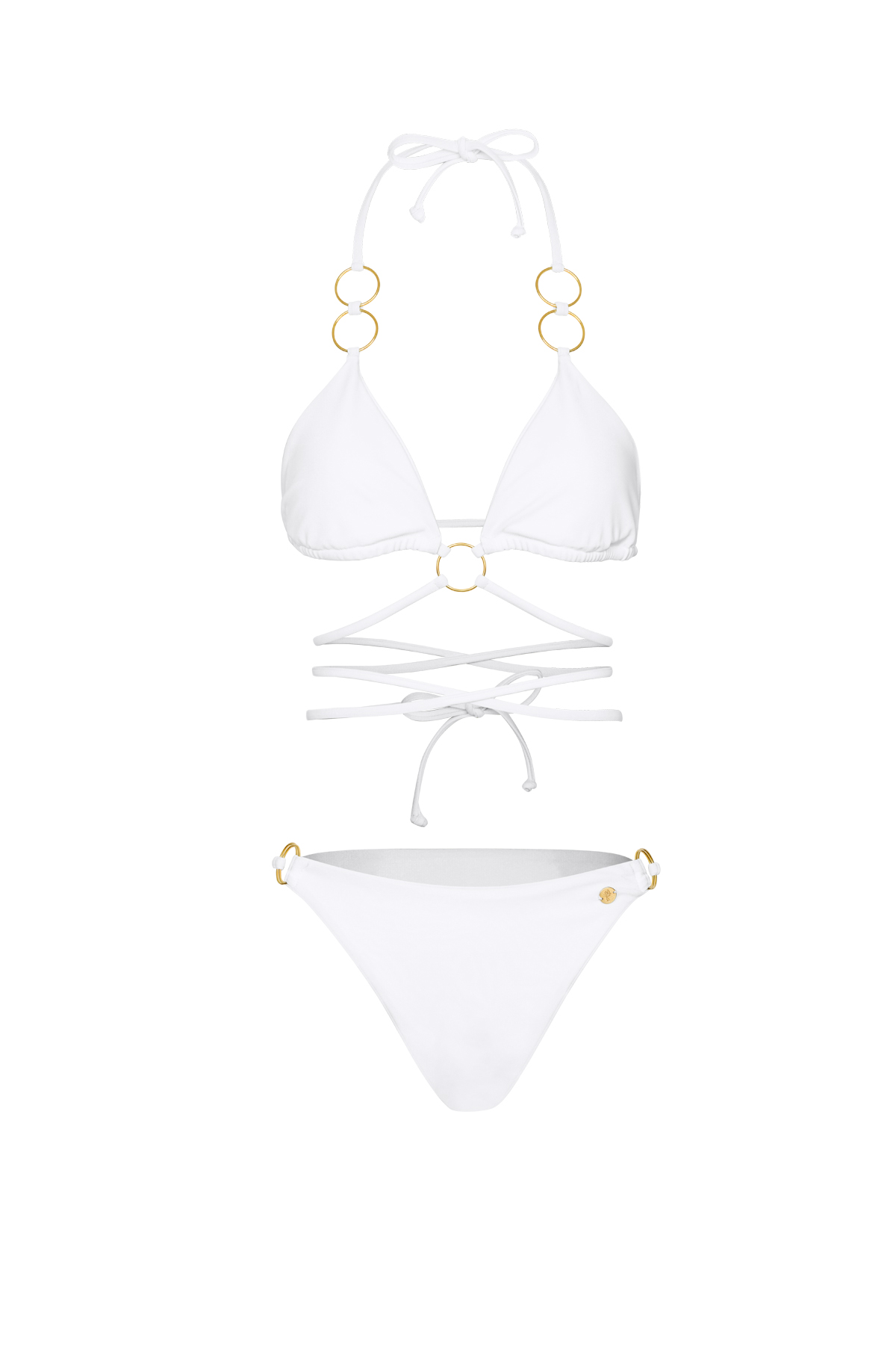 Bikini gouden ringen - White L h5 