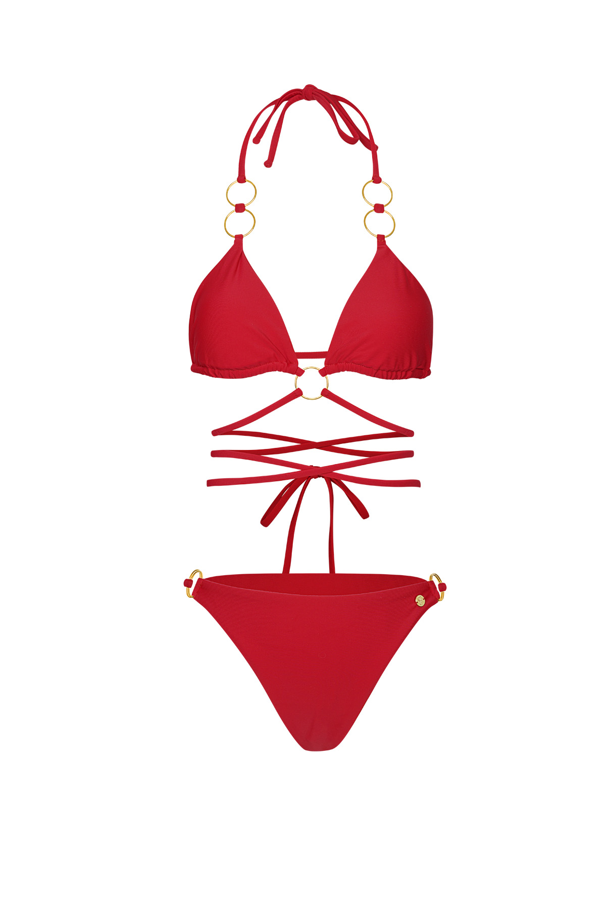 Bikini anneaux dorés - Rouge S 