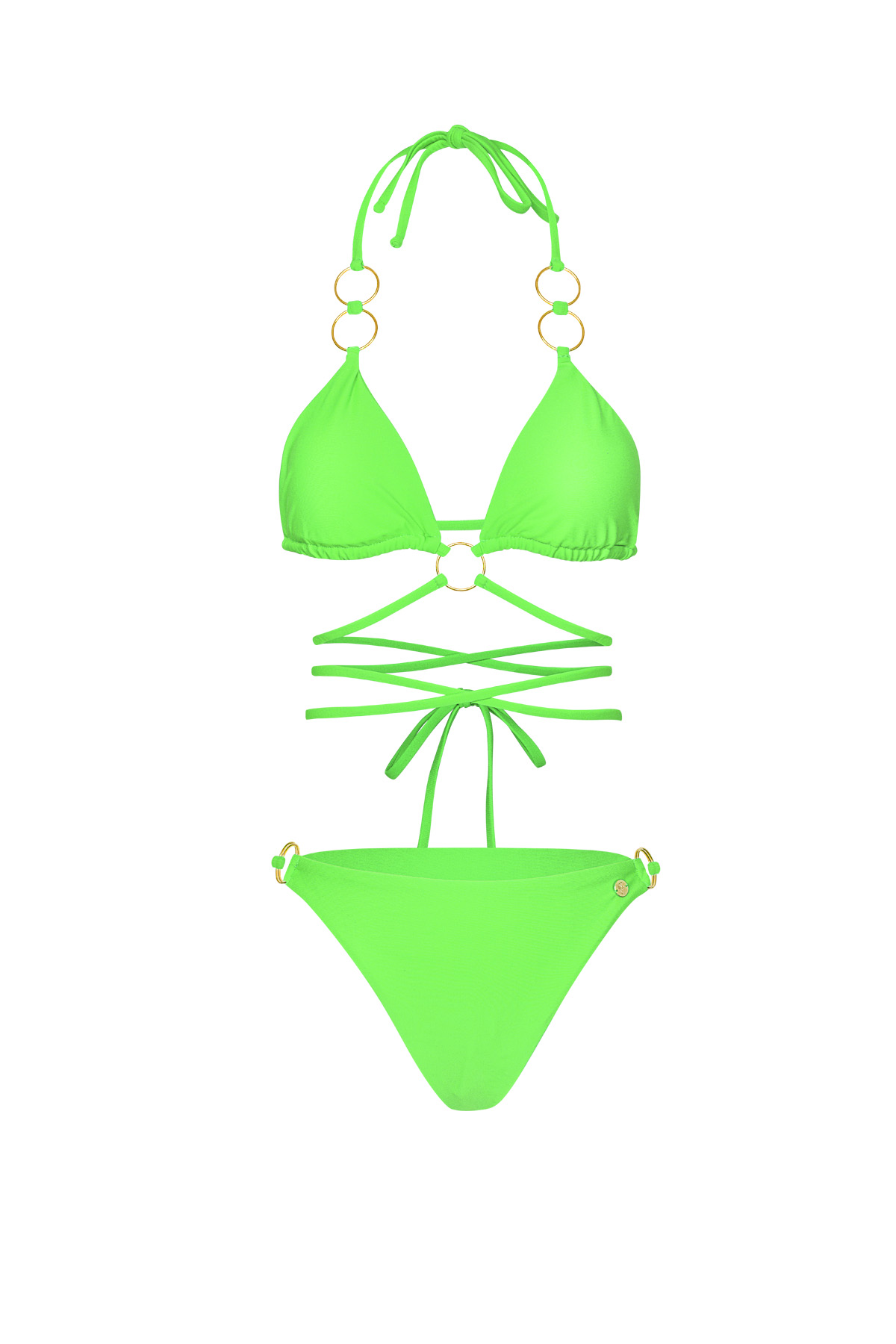 Bikini anneaux dorés - Vert L h5 