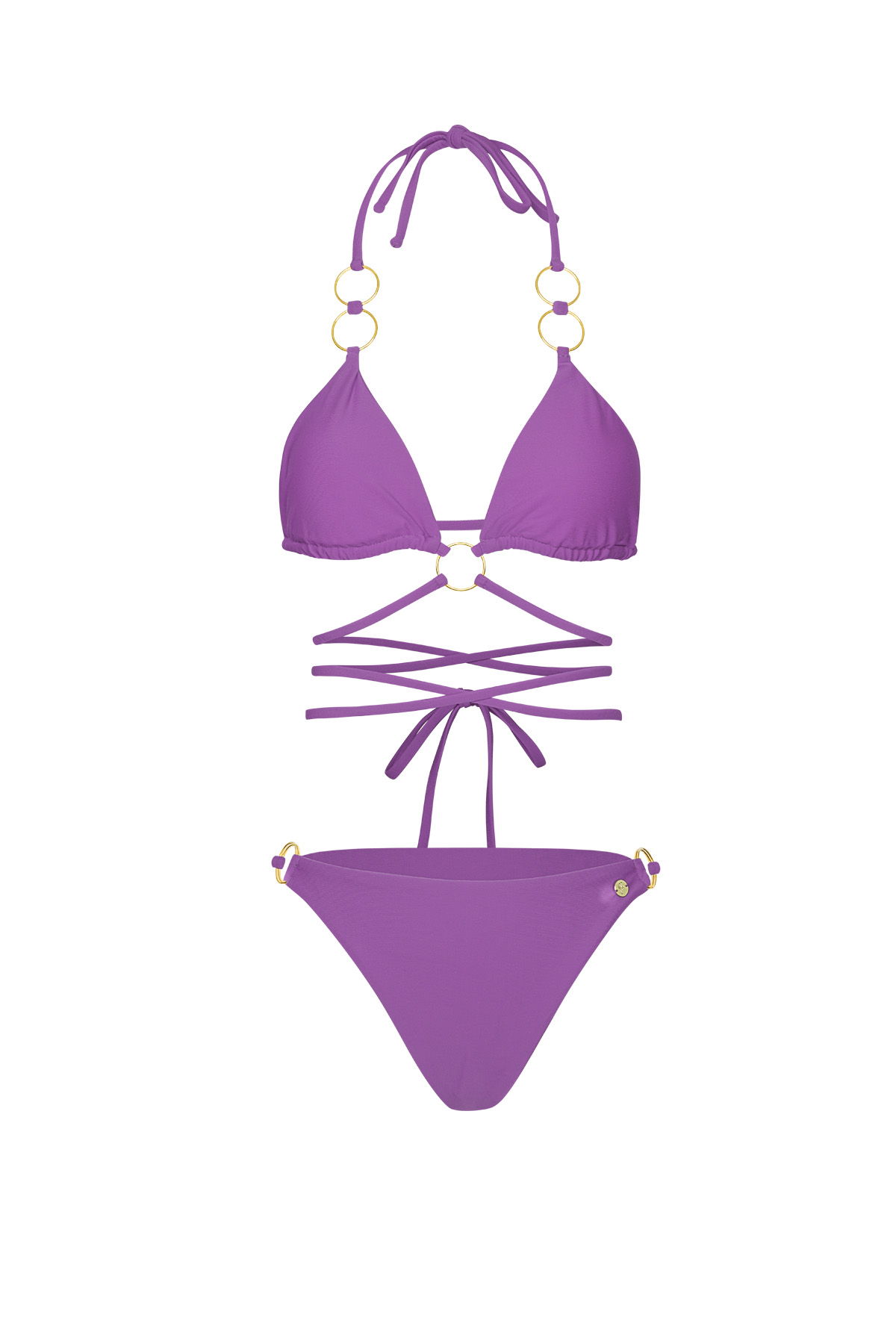 Bikini gold rings - purple nylon M