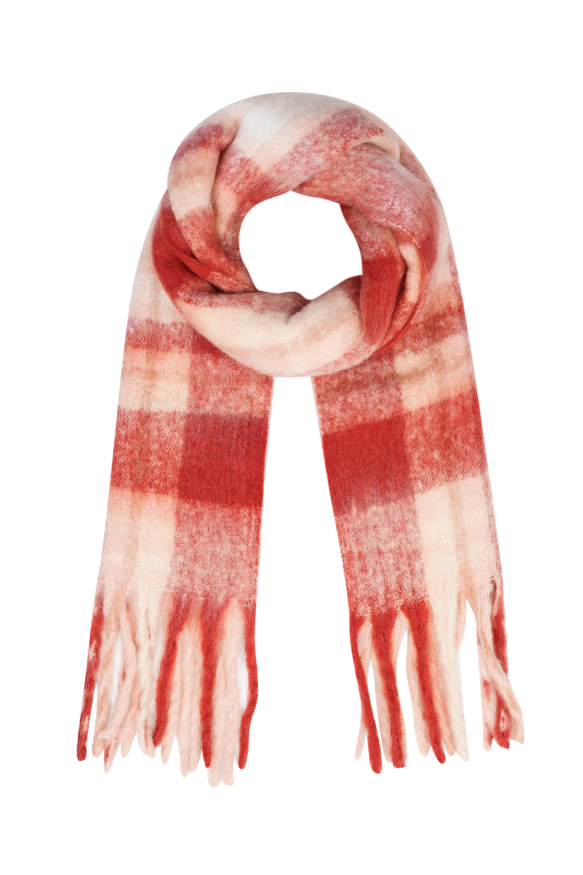 Schal mit Happy-Print aus rotem und weißem Polyester h5 