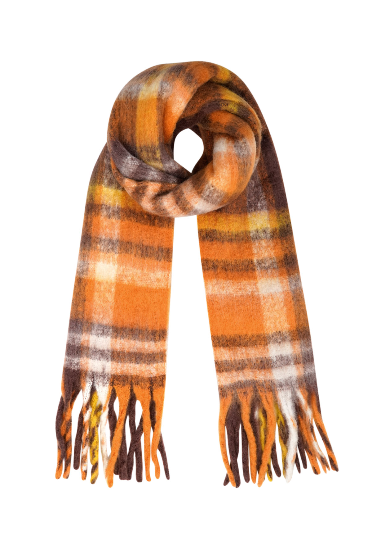 Sjaal happy print Oranje & Bruin Polyester 
