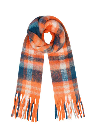 Schal mit Happy-Print aus orangefarbenem und blauem Polyester h5 