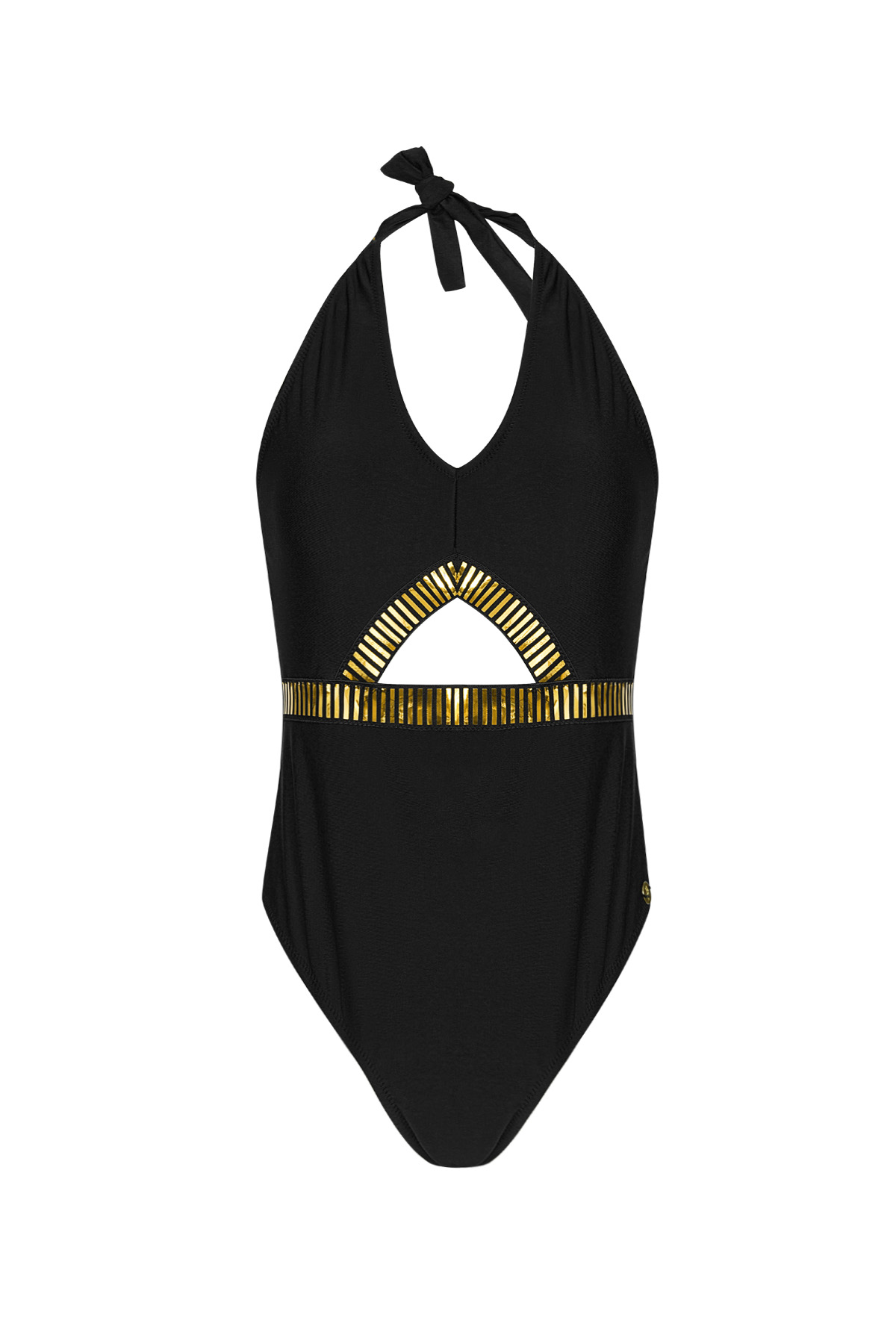 Swimsuit gold stripes - black S h5 