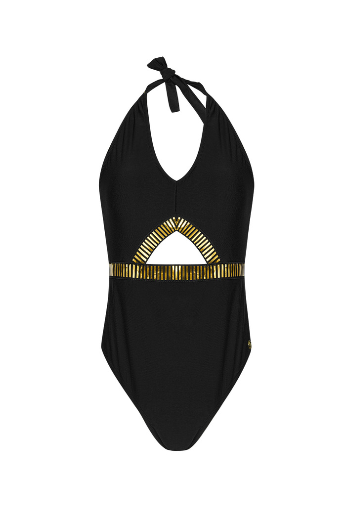 Swimsuit gold stripes - black M 