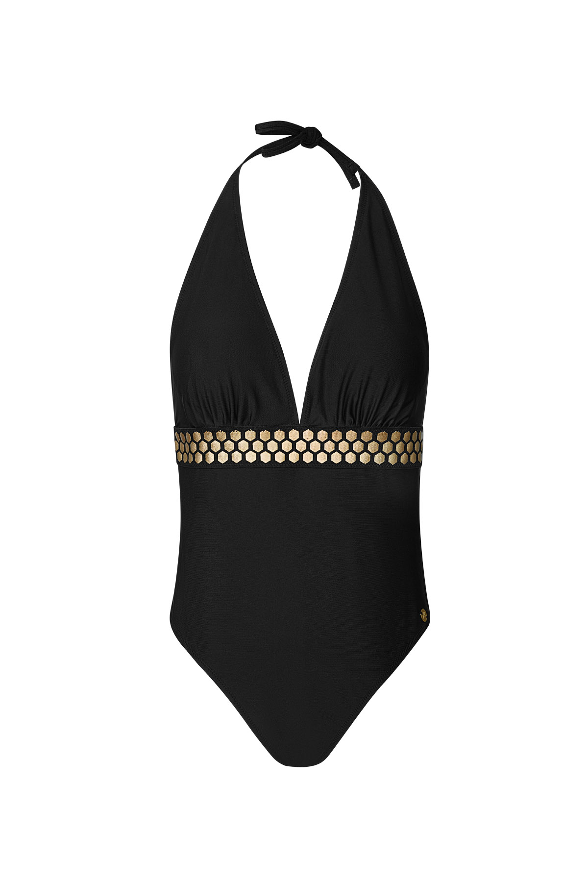 Honeycomb detail swimsuit - black S h5 