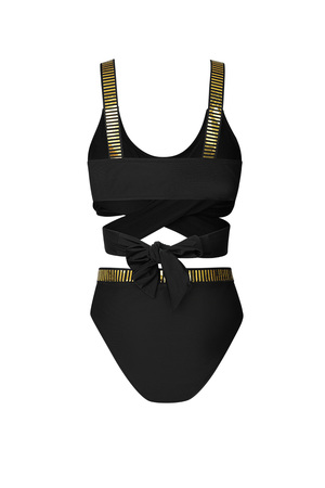 Bikini mit Knöpfen, goldene Details - schwarz S h5 Bild3