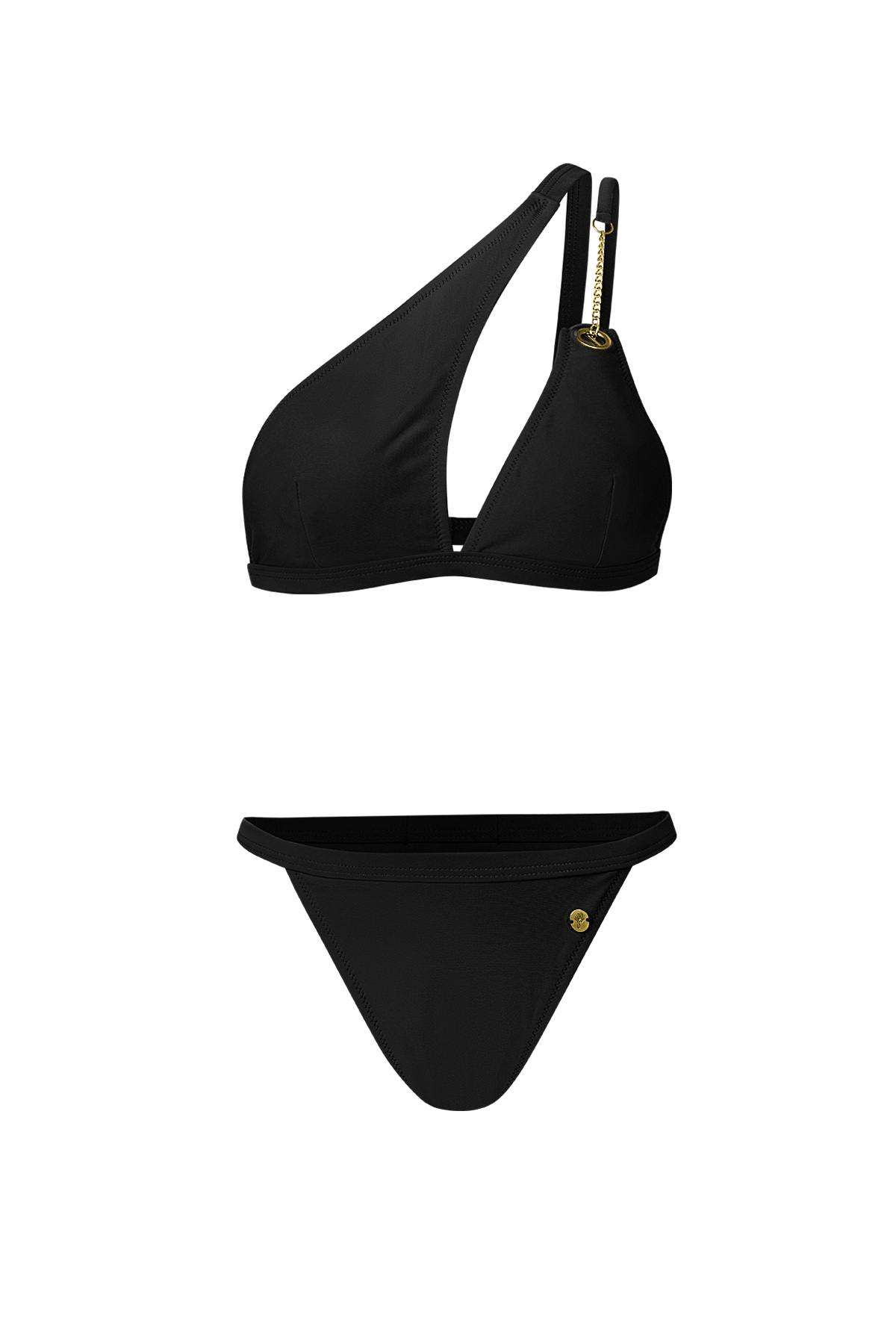 Bikini un hombro - negro L h5 