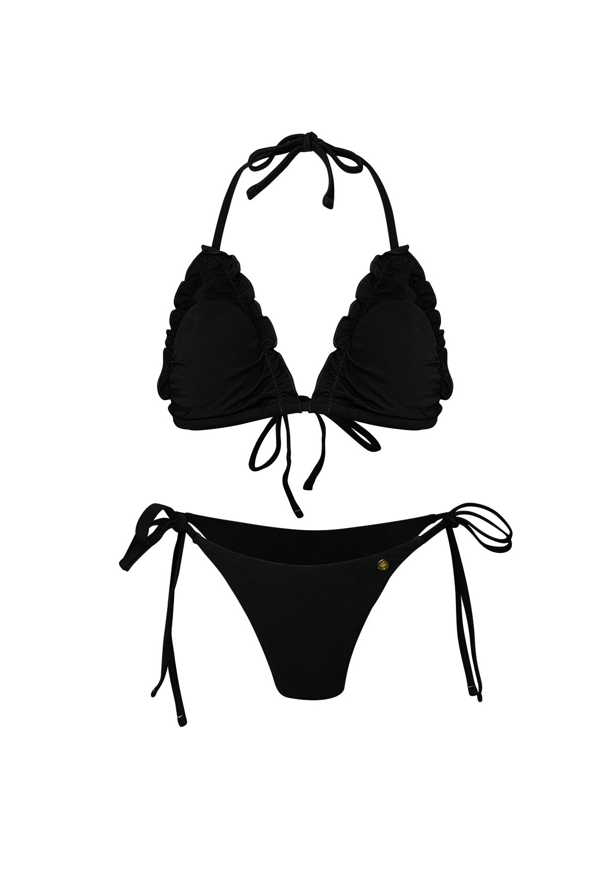 Fırfırlı bikini - siyah Black S Resim8