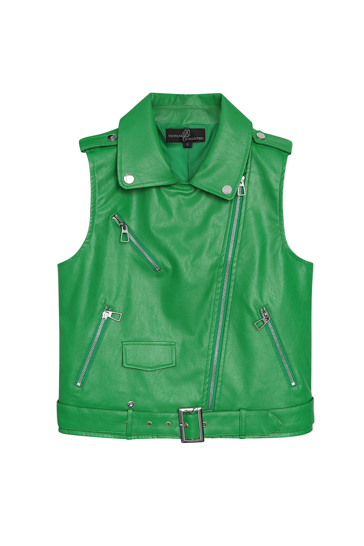 PU leather waistcoat - green S h5 