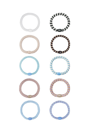 Lot d'élastiques/bracelets à cheveux couleurs pastel Multicouleur Polyester h5 