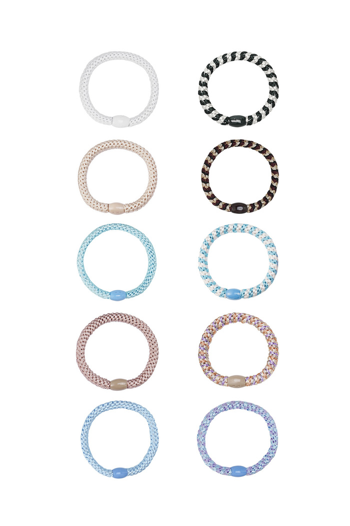 Set of hair elastics/bracelets pastel colours Multi Polyester 
