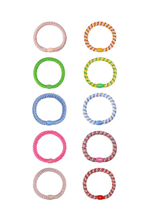 Set haarelastiekjes/armband kleurrijk Multi Polyester h5 