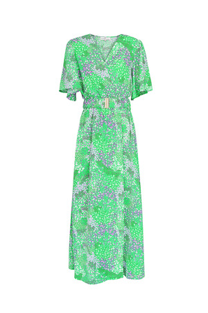 Uzun Elbise Çiçek Desenli Yeşil S h5 