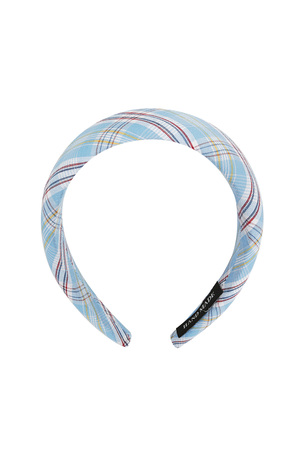 Headband checkered print - blue Plastic h5 