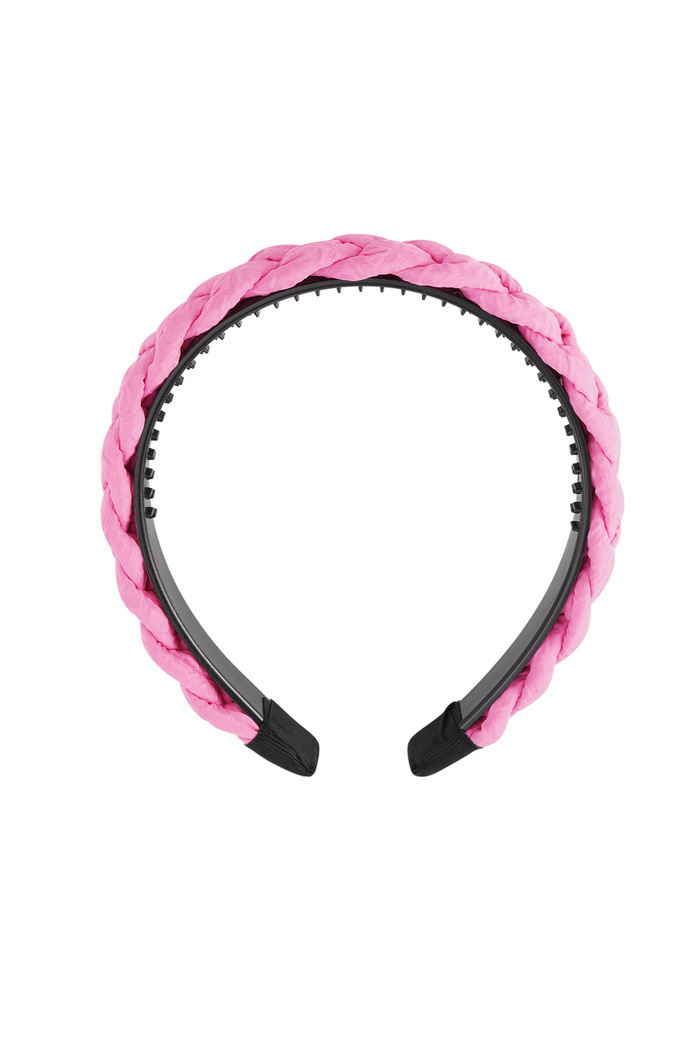 Haarband vlecht detail - roze Plastic 
