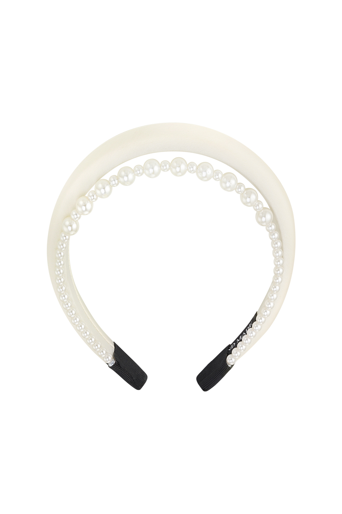 Haarband mit Perlenband - off-white Kunststoff