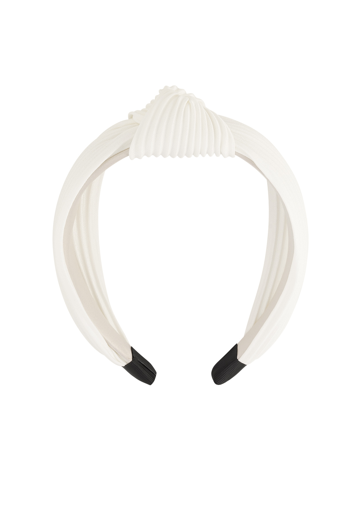 Haarband gerippt mit Knoten - weißer Kunststoff
