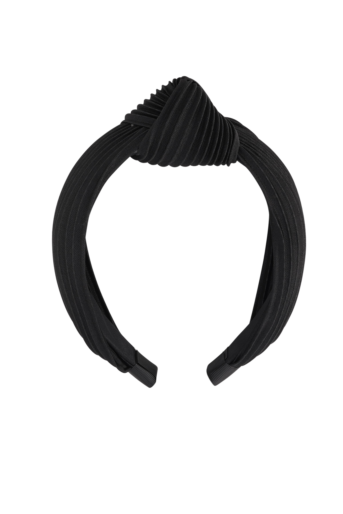 Haarband rib met knoop - zwart Plastic