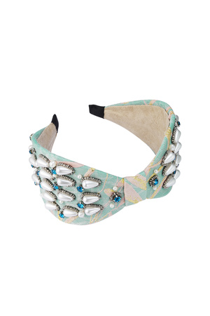 Haarband breit mit Perlen - blaues Polyester h5 