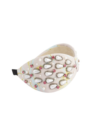Hairband wide with pearls - off-white Polyester h5 Picture5
