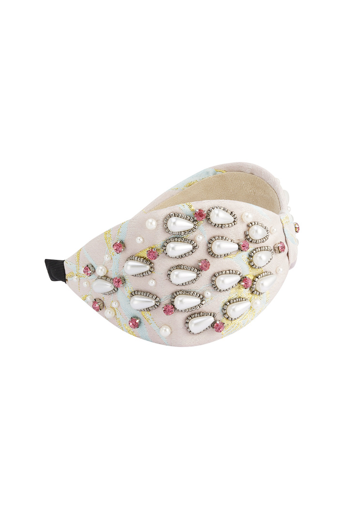 Hairband wide with pearls - off-white Polyester Picture5
