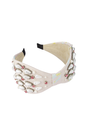 Hairband wide with pearls - pink Polyester h5 