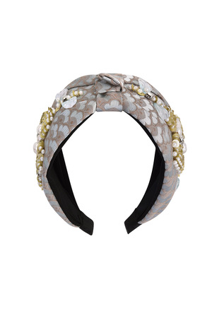 Headband floral print with pearls - blue Nylon h5 Picture5