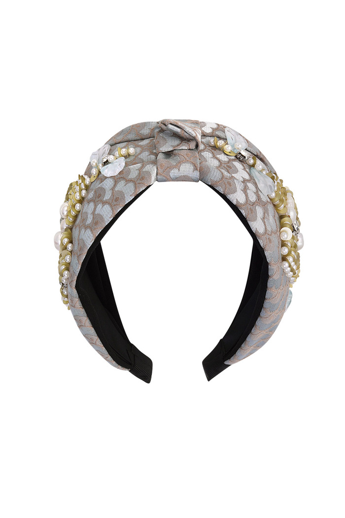 Headband floral print with pearls - blue Nylon Picture5