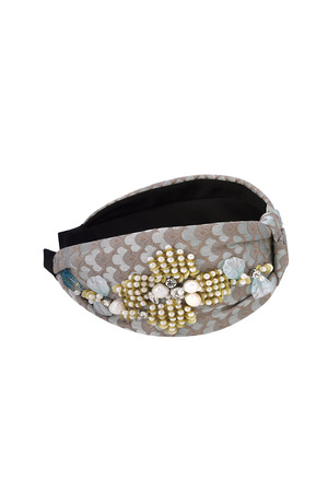 Headband floral print with pearls - blue Nylon h5 Picture4