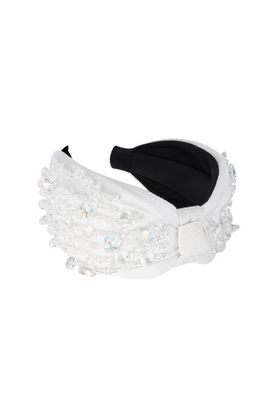 Haarband Witte Glaskralen - Katoen h5 