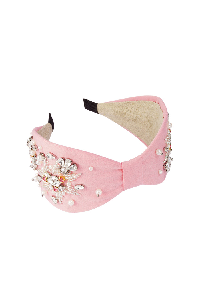 Hairband Pink Pearls Stones - Polyester 
