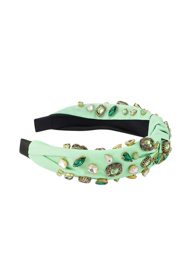 Haarbandknoten mit Perlen - grünes Polyester