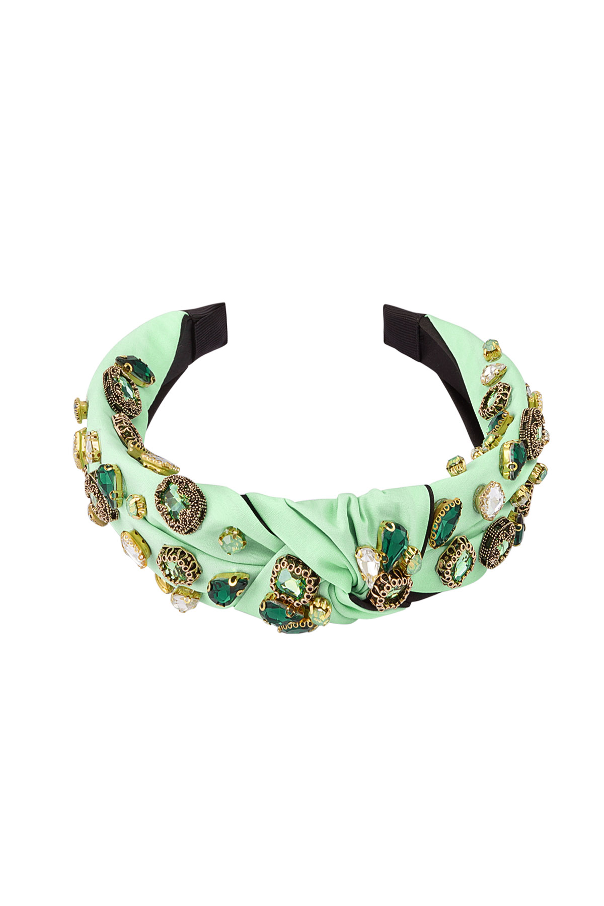 Bandeau noeud avec perles - polyester vert