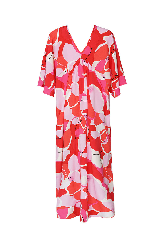 Kleid mit abstraktem Blumendruck - rot Bild7