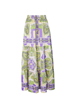 Maxi skirt happy print - green/purple h5 