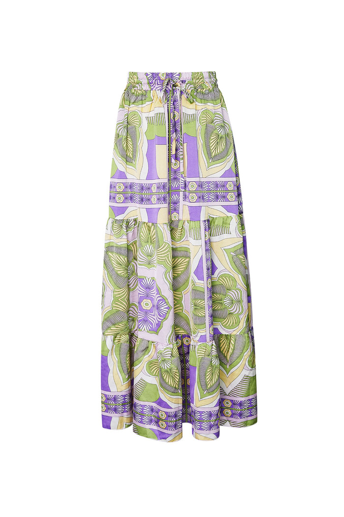 Maxi skirt happy print - green/purple 